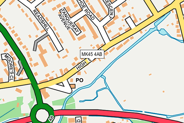 MK45 4AB map - OS OpenMap – Local (Ordnance Survey)