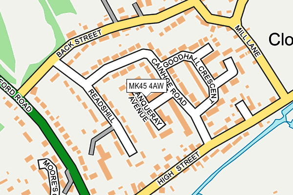 MK45 4AW map - OS OpenMap – Local (Ordnance Survey)