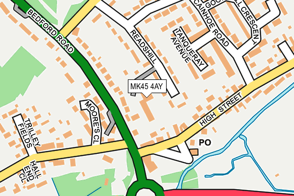 MK45 4AY map - OS OpenMap – Local (Ordnance Survey)