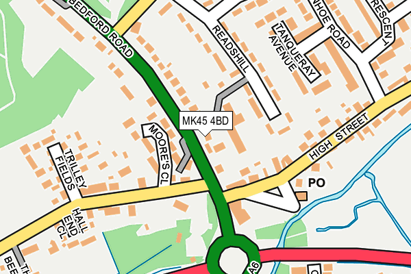MK45 4BD map - OS OpenMap – Local (Ordnance Survey)