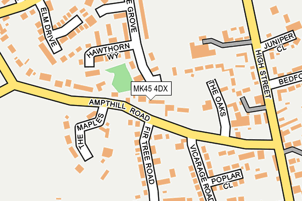 MK45 4DX map - OS OpenMap – Local (Ordnance Survey)