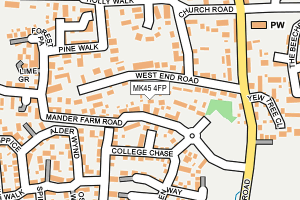 MK45 4FP map - OS OpenMap – Local (Ordnance Survey)