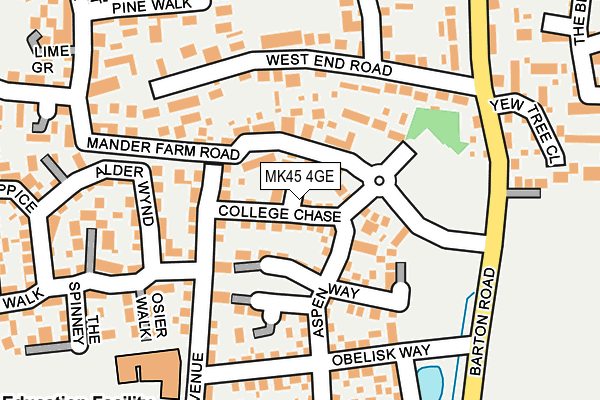 MK45 4GE map - OS OpenMap – Local (Ordnance Survey)