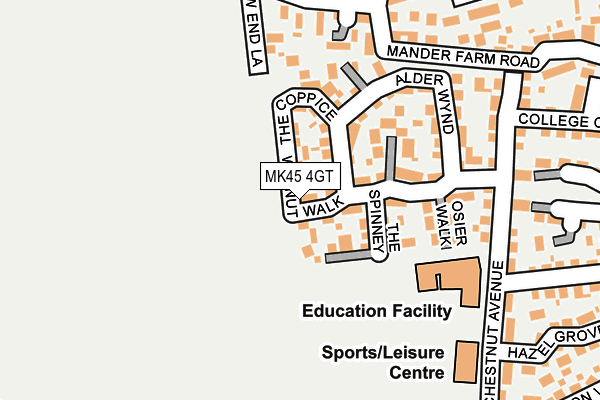 MK45 4GT map - OS OpenMap – Local (Ordnance Survey)