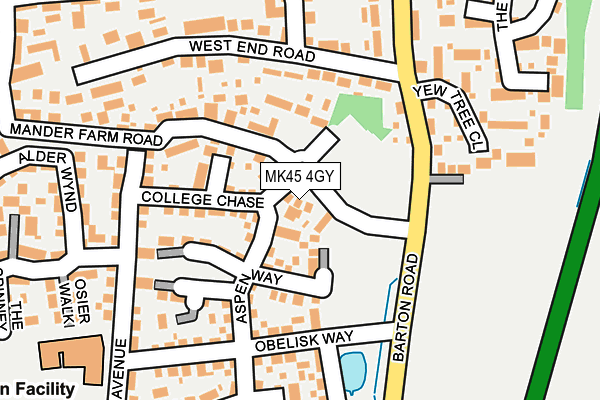 MK45 4GY map - OS OpenMap – Local (Ordnance Survey)