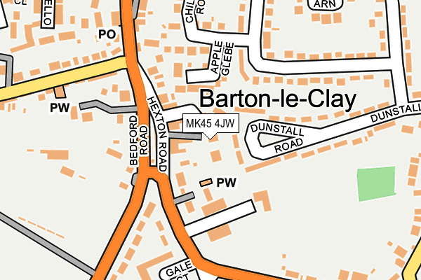 MK45 4JW map - OS OpenMap – Local (Ordnance Survey)