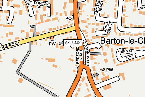 MK45 4JX map - OS OpenMap – Local (Ordnance Survey)