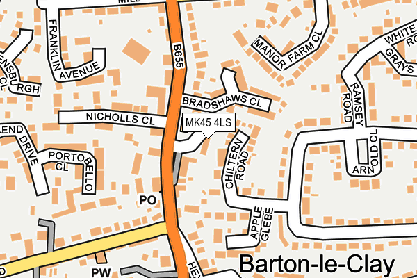 MK45 4LS map - OS OpenMap – Local (Ordnance Survey)