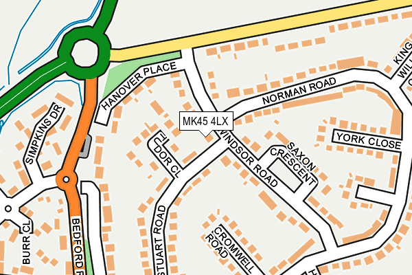 MK45 4LX map - OS OpenMap – Local (Ordnance Survey)