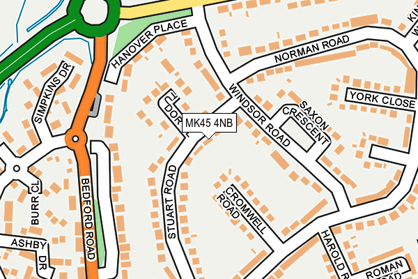 MK45 4NB map - OS OpenMap – Local (Ordnance Survey)