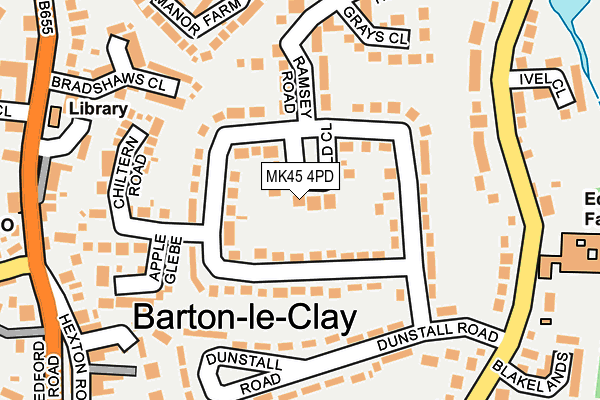 MK45 4PD map - OS OpenMap – Local (Ordnance Survey)