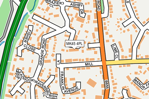 MK45 4PL map - OS OpenMap – Local (Ordnance Survey)