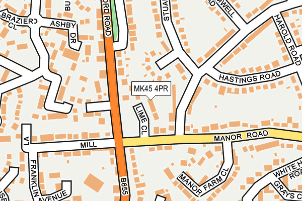 MK45 4PR map - OS OpenMap – Local (Ordnance Survey)