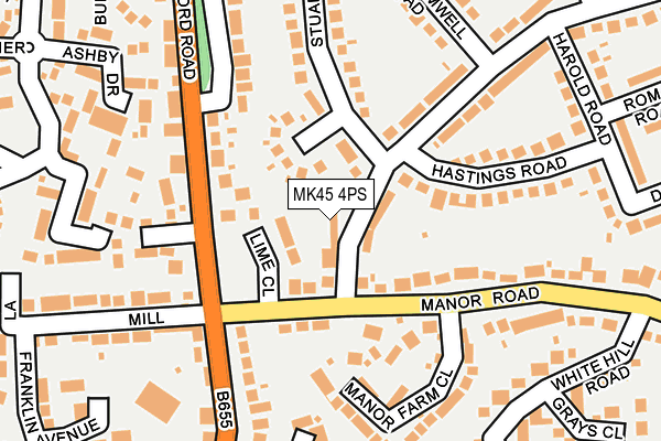 MK45 4PS map - OS OpenMap – Local (Ordnance Survey)