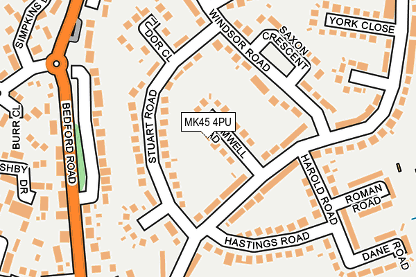 MK45 4PU map - OS OpenMap – Local (Ordnance Survey)