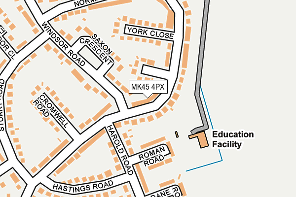 MK45 4PX map - OS OpenMap – Local (Ordnance Survey)