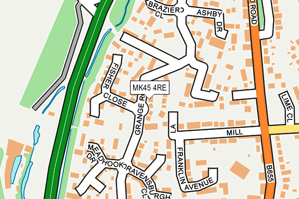 MK45 4RE map - OS OpenMap – Local (Ordnance Survey)