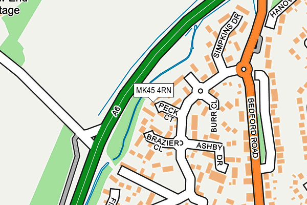 MK45 4RN map - OS OpenMap – Local (Ordnance Survey)