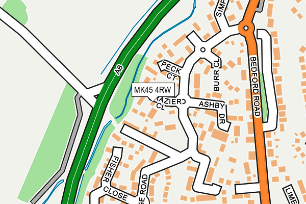 MK45 4RW map - OS OpenMap – Local (Ordnance Survey)