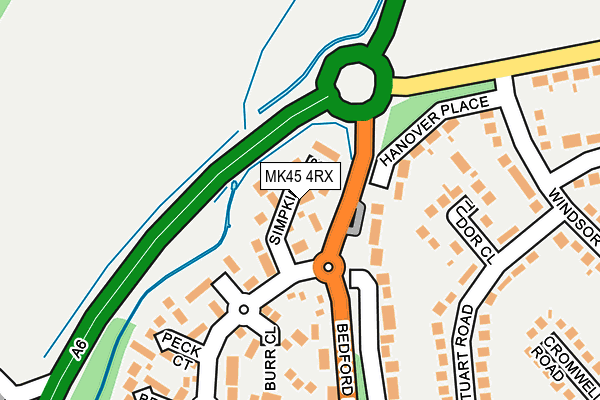 MK45 4RX map - OS OpenMap – Local (Ordnance Survey)