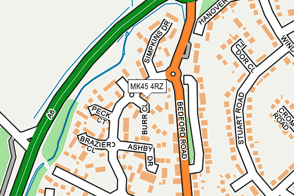 MK45 4RZ map - OS OpenMap – Local (Ordnance Survey)