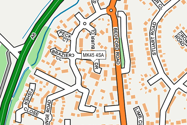 MK45 4SA map - OS OpenMap – Local (Ordnance Survey)