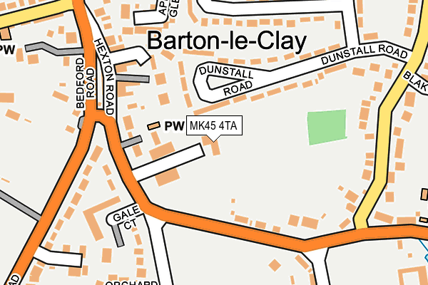 MK45 4TA map - OS OpenMap – Local (Ordnance Survey)