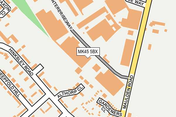 MK45 5BX map - OS OpenMap – Local (Ordnance Survey)