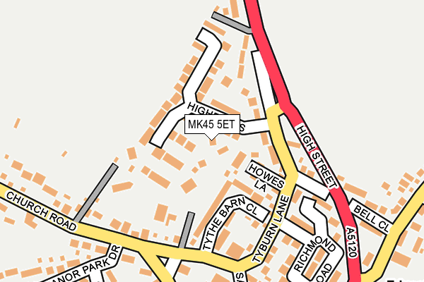 MK45 5ET map - OS OpenMap – Local (Ordnance Survey)