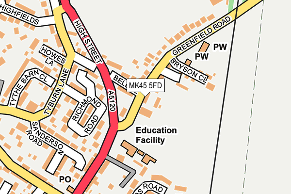 MK45 5FD map - OS OpenMap – Local (Ordnance Survey)