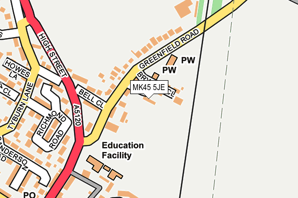 MK45 5JE map - OS OpenMap – Local (Ordnance Survey)