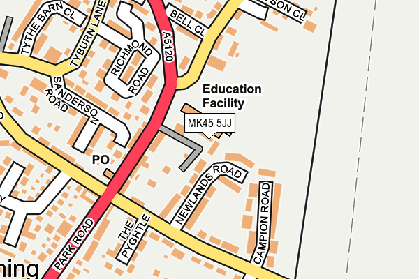 MK45 5JJ map - OS OpenMap – Local (Ordnance Survey)