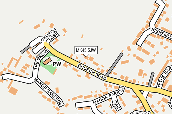 MK45 5JW map - OS OpenMap – Local (Ordnance Survey)