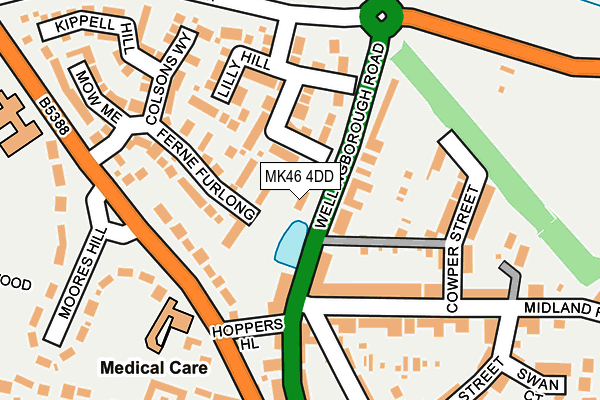 MK46 4DD map - OS OpenMap – Local (Ordnance Survey)