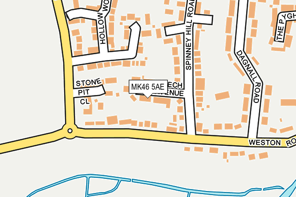MK46 5AE map - OS OpenMap – Local (Ordnance Survey)
