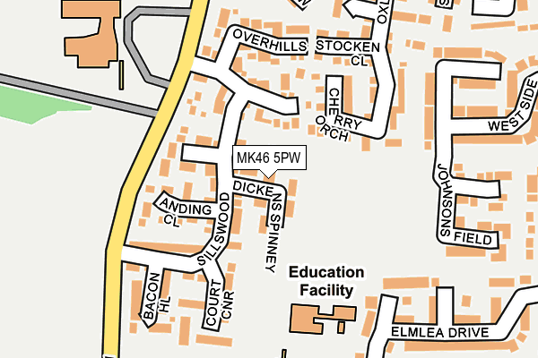 MK46 5PW map - OS OpenMap – Local (Ordnance Survey)