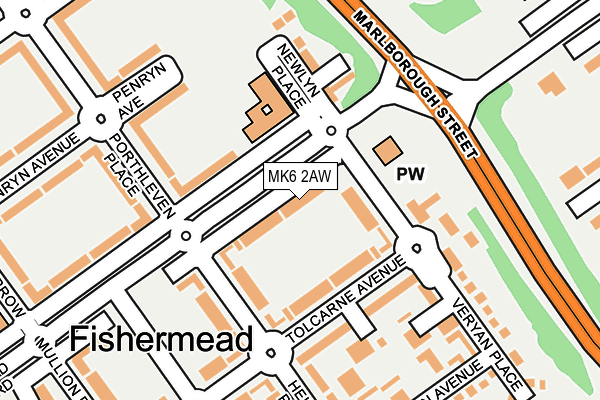 MK6 2AW map - OS OpenMap – Local (Ordnance Survey)