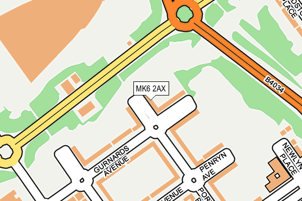 MK6 2AX map - OS OpenMap – Local (Ordnance Survey)
