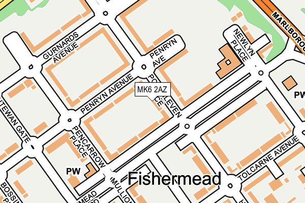 MK6 2AZ map - OS OpenMap – Local (Ordnance Survey)