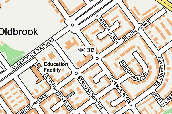 MK6 2HZ map - OS OpenMap – Local (Ordnance Survey)