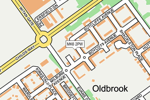 MK6 2PW map - OS OpenMap – Local (Ordnance Survey)