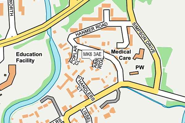 MK6 3AE map - OS OpenMap – Local (Ordnance Survey)