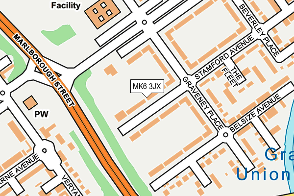 MK6 3JX map - OS OpenMap – Local (Ordnance Survey)