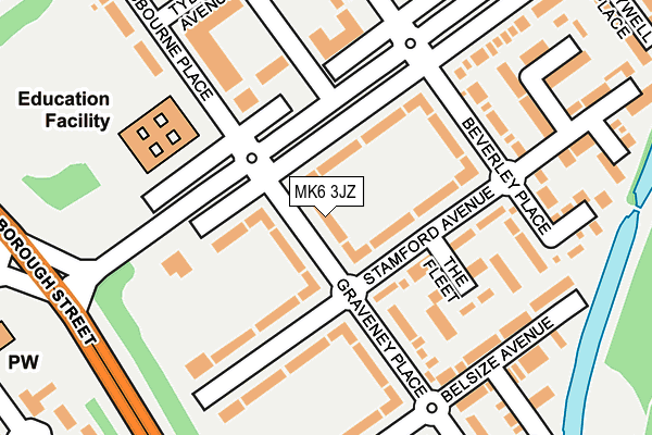 MK6 3JZ map - OS OpenMap – Local (Ordnance Survey)