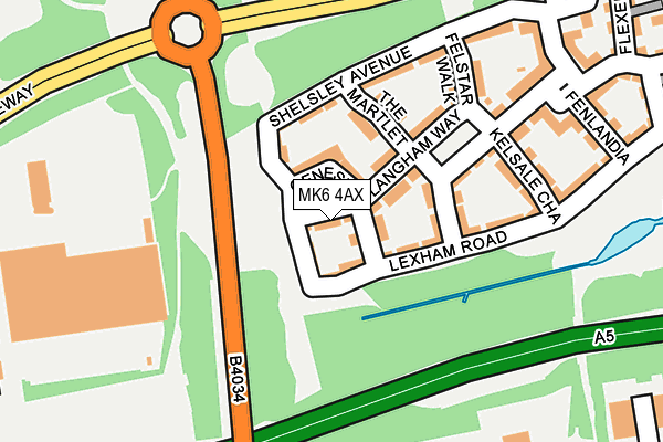 MK6 4AX map - OS OpenMap – Local (Ordnance Survey)