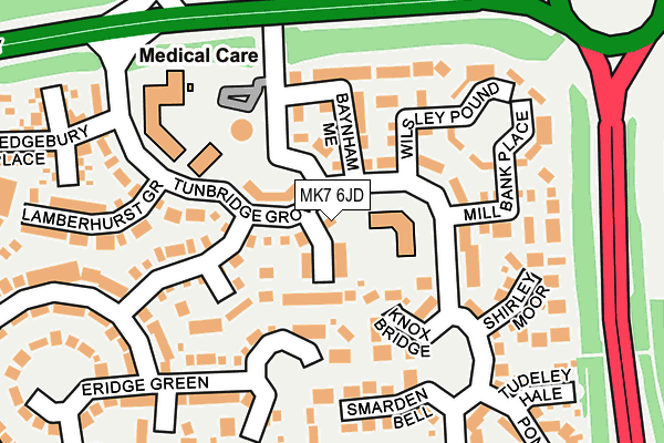 MK7 6JD map - OS OpenMap – Local (Ordnance Survey)