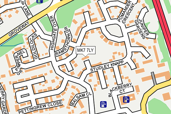 MK7 7LY map - OS OpenMap – Local (Ordnance Survey)