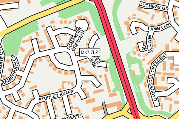 MK7 7LZ map - OS OpenMap – Local (Ordnance Survey)