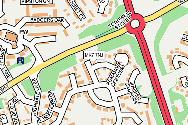 MK7 7NJ map - OS OpenMap – Local (Ordnance Survey)