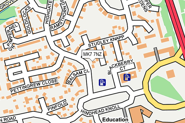 MK7 7NZ map - OS OpenMap – Local (Ordnance Survey)